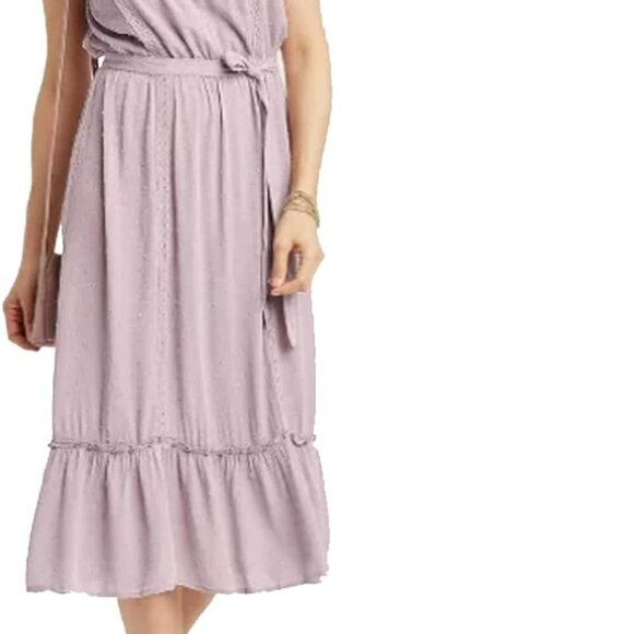 NWT KNOX Rose Sleeveless Clip Dot Midi Dress Boho Purple Lavender XS - Picture 8 of 9